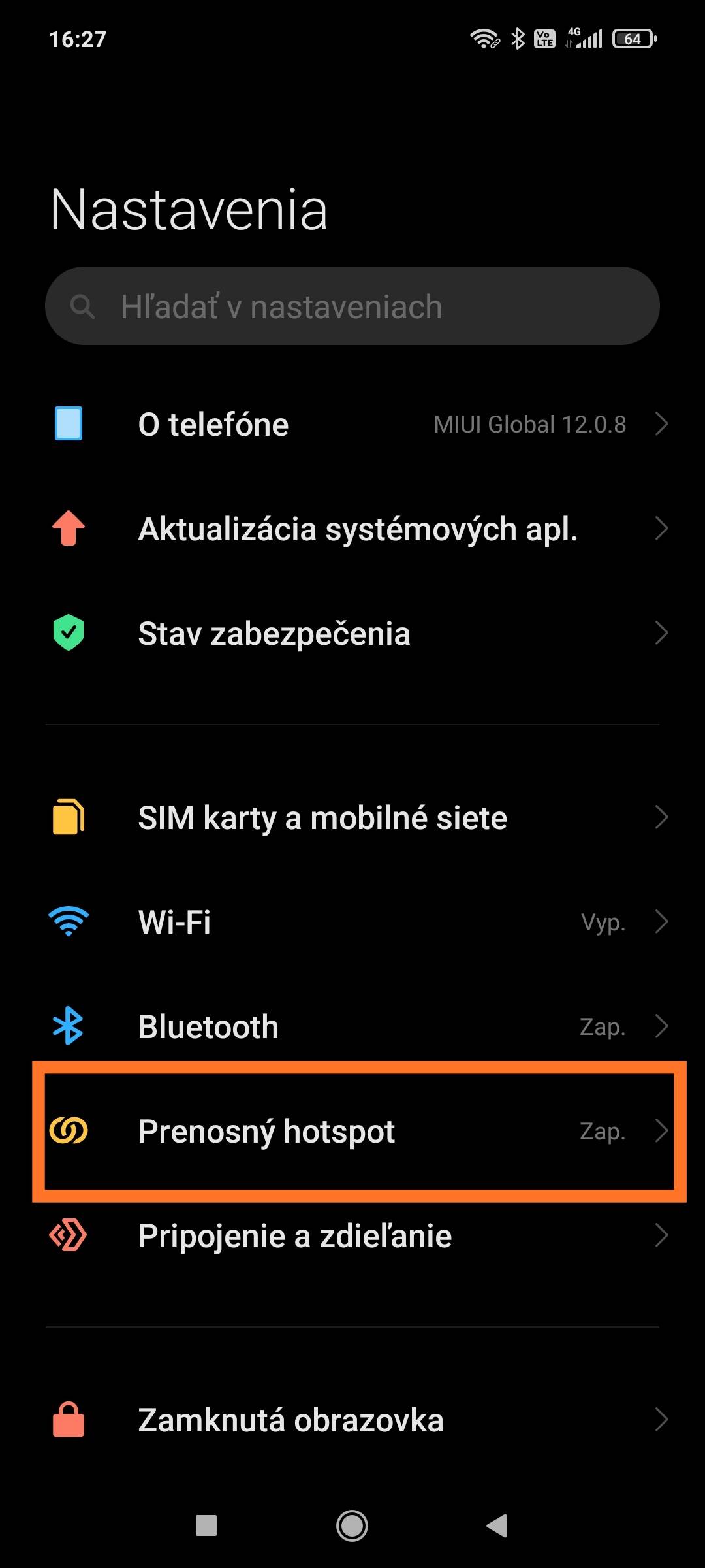 MIUI QR kód hotspot