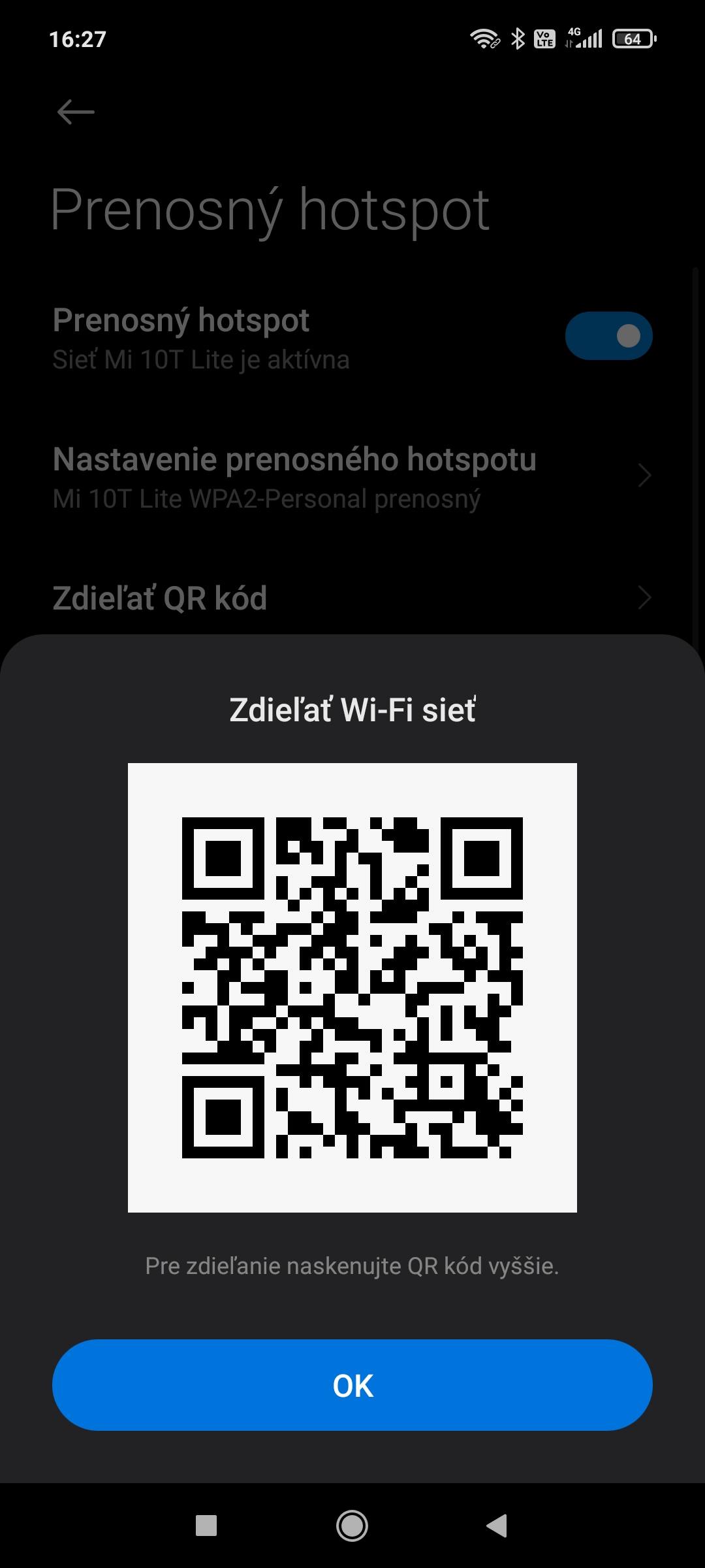 MIUI QR kód hotspot