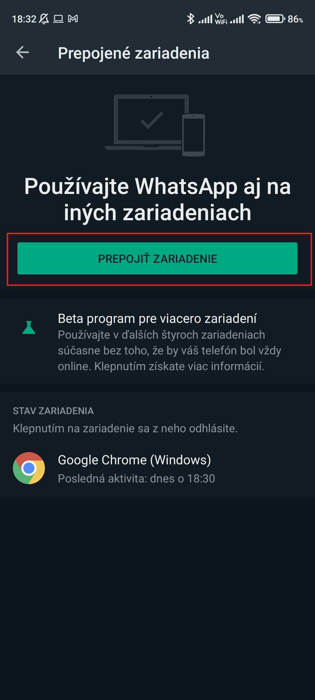 whatsapp prepojenie