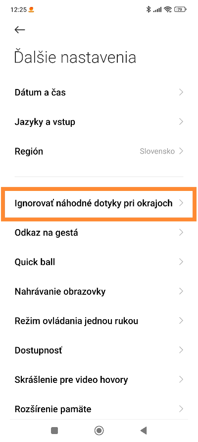 Náhodné dotyky pri okrajoch